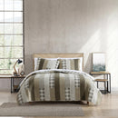 EDDIE BAUER FAIRVIEW 3-PIECE Cotton Full/Queen Quilt Set - Plaid Brown - Like New