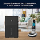 MOTOROLA WIFI 6 ROUTER+MULTI-GIG CABLE MODEM+2 PHONE PORTS AX6000 - BLACK - Like New