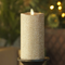 LUMINARA Flameless Gold Glitter Candle Pillar 3 x 6.5-inch - Melted Top 996223 Like New