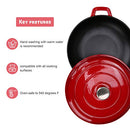 PURICON ENAMELED CAST IRON CASSEROLE BRAISER PAN 3.8 QUART, 12 INCHES - RED - Like New