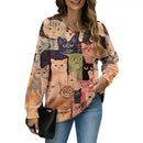 YESNO WOMENS OVERSIZED SOFT COZY GRAPHIC PULLOVER WOOL COTTON - SIZE: M - MULTI - Like New