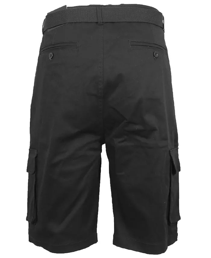 BLU ROCK MEN'S FLEX STRETCH CARGO SHORTS - 38 - BLACK - Brand New