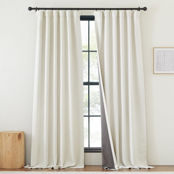 NICETOWN Thick Faux Linen 100% Blackout Curtains for Bedroom Pinch Pleated Winch - Like New