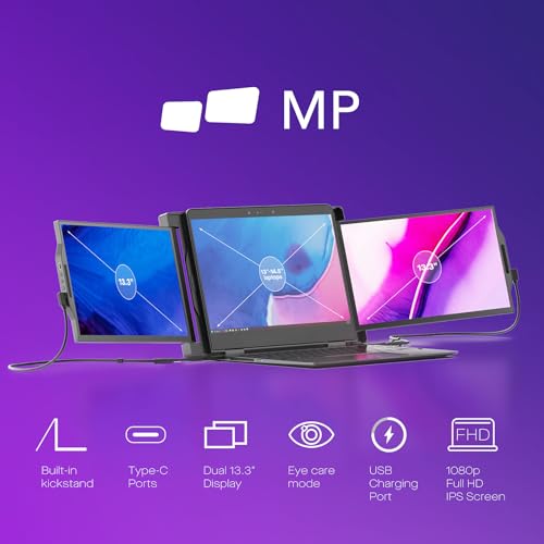 MP NEW MOBILE PIXELS TRIO PORTABLE MONITOR TRIPLE MONITORS 101-1003P04 - BLACK - Like New