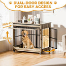 HugCoz 42" Large Dog Crate Furniture, Double Door Wooden Indoor Dog Kennel - Like New