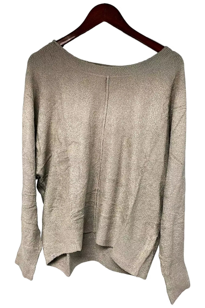 BAREFOOT DREAMS COZYCHIC LITE SEAMED DOLMAN PULLOVER SIZE: WOMEN M - DESERT ASH - Brand New