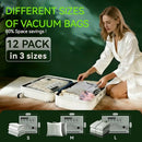 CRAZYFEB Travel Vacuum Bags - USB Electric Pump 12 Pack Carry-On, Black/Green - Like New