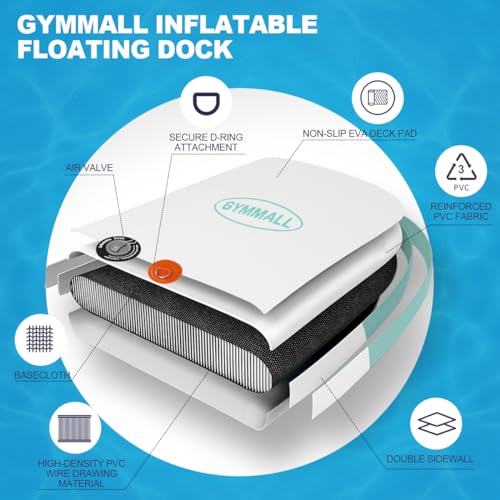GYMYALL INFLATABLE FLOATING DOCK PLATFORM 10FT*8FT AIR FLOATING ISLAND - Orange - Like New