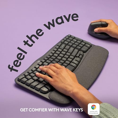 Logitech Wave Keys Wireless Ergonomic Keyboard with Cushioned Palm Rest - Like New