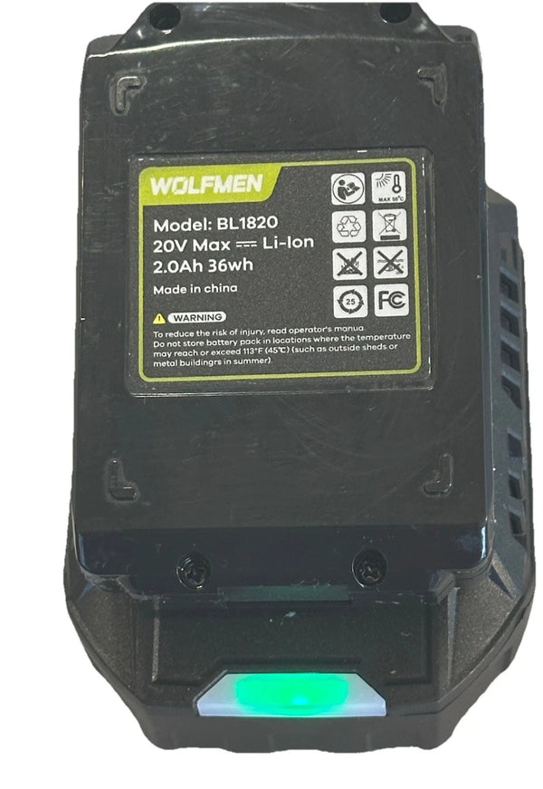 WOLFMEN 20V BATTERY WITH CHARGER - GREEN - Like New