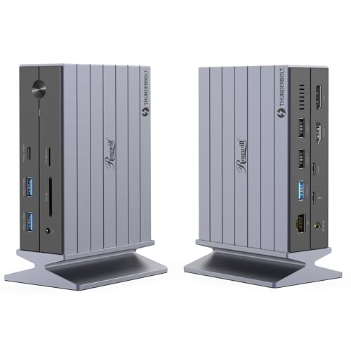 ROSEWILL 14-IN-1 THUNDERBOLT 4 CERTIFIED LAPTOP DOCKING STATION 8K - GRAY - Like New
