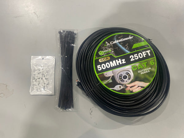 CABLEGEEKER 500MHZ, 250FT CAT6 OUTDOOR SERIES - BLACK - Like New