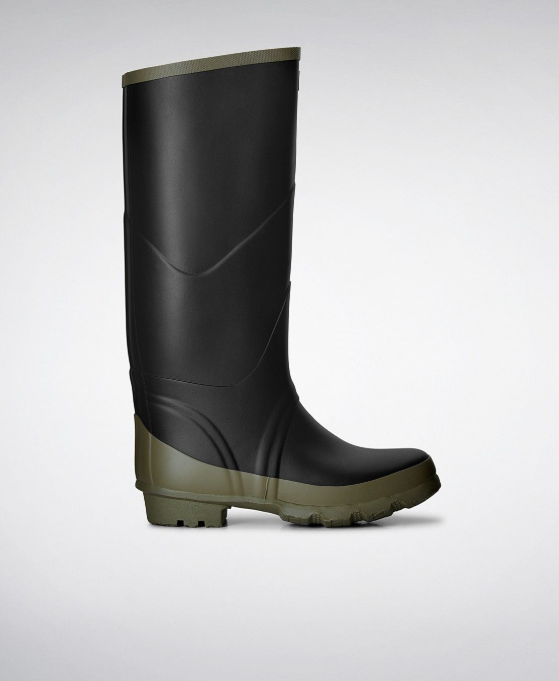 HUNTER ARGYLL BULLSEYE FULL KNEE WELLINGTON BOOTS - SIZE: MEN 9 WOMEN 10 - BLACK - Like New