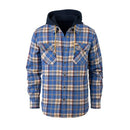 FIELD & STREAM MEN'S WIDGEON WAFFLE HOODED FLANNEL SHIRT 2XL SECURE BLUE PLAID - Like New