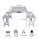 BARTONISEN FOLDING PICNIC TABLE FOLDING SEATS SUITCASE ONLY TABLE - SILVER - Like New