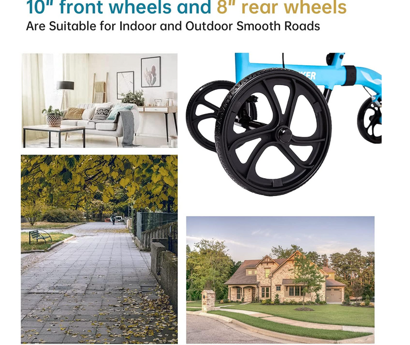 ELENKER BEST VALUE STEERABLE MEDICAL KNEE WALKER WITH 10" WHEELS - BLUE - Like New