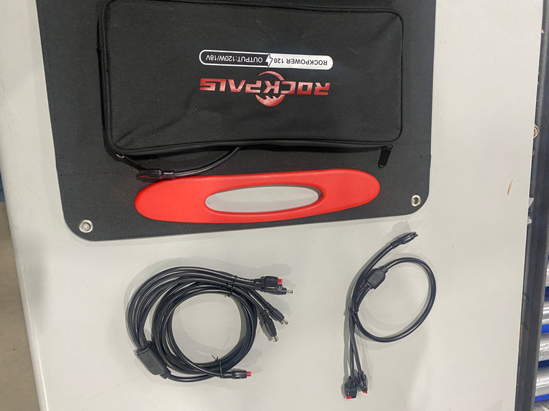 ROCKPALS (ROCKPOWER 120)SOLAR PANELS WITH OUTPUT 120W/18V - BLACK/RED - Like New