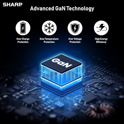 SHARP 140W USB C CHARGER, COMPACT FOLDABLE GAN FAST CHARGE QV16 - BLACK - Like New