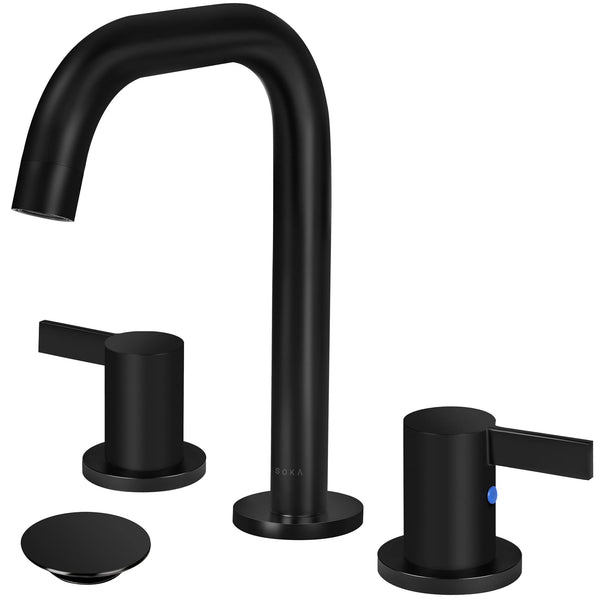 SOKA 8-16" WIDESPREAD BATHROOM FAUCET 2 HANDLES MATTE BLACK - Scratch & Dent