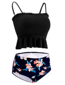 AONTUS Women Two Piece Bandeau Bikini Swimsuit With Bottoms AON-2PBIKINISS-BLK-M - Like New