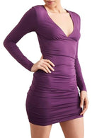 Forever 21 women's ruched v-neck mini dress Dark Purple Large - Brand New