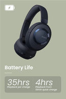 CLEER ALPHA NOISE CANCELLING BLUETOOTH HEADPHONE 40MM IRONLESS DRIVER - BLUE - Like New