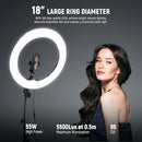 NEEWER Ring Light 18inch Kit: 55W 5600K LED Stand Soft Bag RL-18 - Black - Brand New