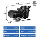 BLUE WAVE TIDAL WAVE 2-SPEED REPLACEMENT PUMP FOR POOL, 1 HP - BLACK - Like New