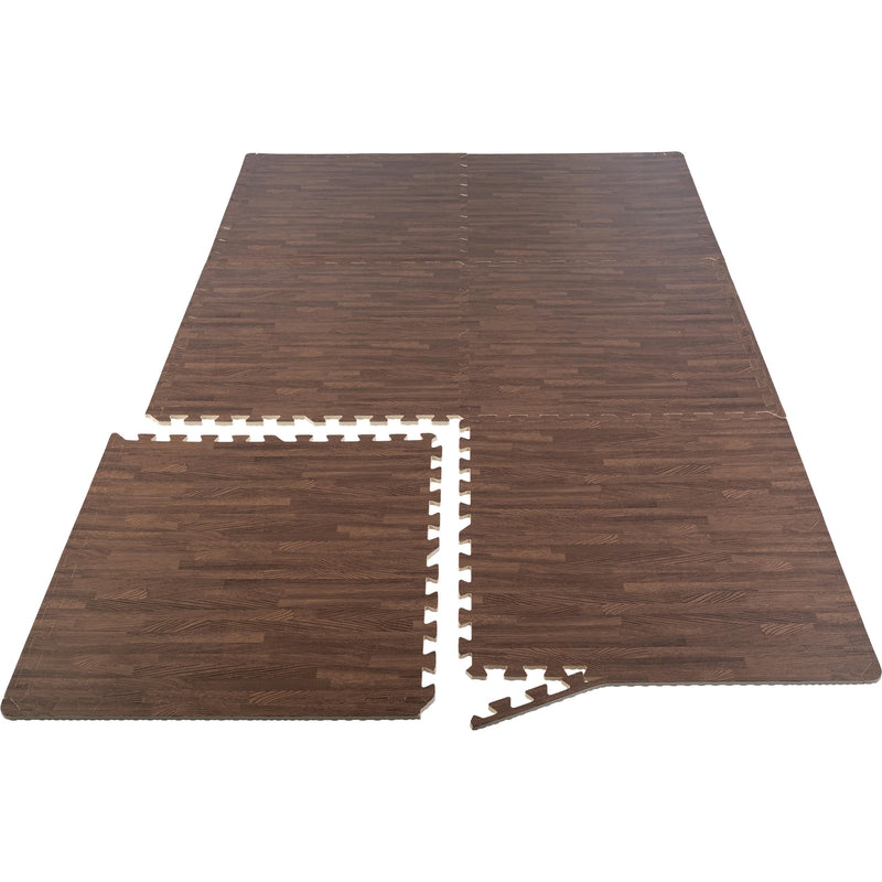 Stalwart 6 Pack Foam Tiles 24 sqft Wood Grain Interlocking, Dark Wood Grain - Brand New