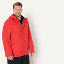 AEMN76460M25 AMAZON ESSENTIALS MENS 3 IN 1 JACKET BRIGHT POPPY RED SIZE L - Brand New