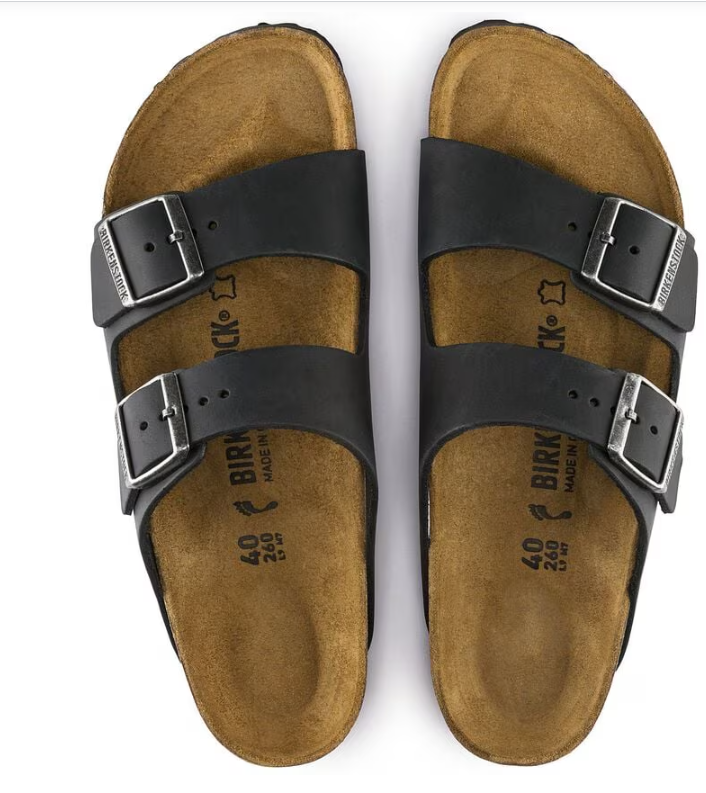 BIRKENSTOCK SIZE 12 IN MENS- ARIZONABS LEATHER - BLACK - SIZE: MEN 12 - BLACK - Like New