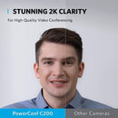 Anker PowerConf C200 2K Webcam PC Webcam Laptop Computer Camera A3369 - Black - Like New