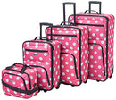 ROCKLAND POLKA SOFTSIDE UPRIGHT LUGGAGE SET EXPANDABLE LIGHTWEIGHT PINK DOTS - Like New