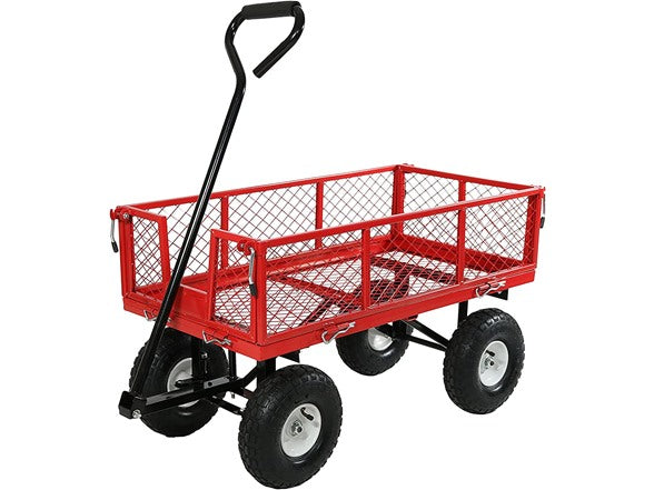 SUNNYDAZE DÉCOR UTILITY CART WITH REMOVABLE FOLDING SIDES - RED - Like New