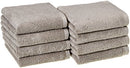AMAZON BASICS 100% COTTON LIGHTWEIGHT HAND TOWEL 28" X 16" 8-PACK - PLATINUM - Like New