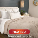 SUNBEAM ROYAL LUXE MICROPLUSH HEATED BLANKET THROW 90"X84" SANDSTONE QUEEN - Like New