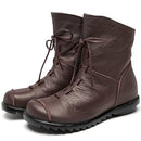 CLARSUNNY WOMEN'S LEATHER CASUAL SOFT FLAT BOOTS SIZE 6.5 BROWN - Like New