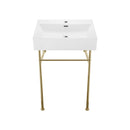 SWISS MADISON WELL SM-CS721, CLAIRE 24" SINK IN GLOSSY WHITE - WHITE/GOLD LEGS - Like New