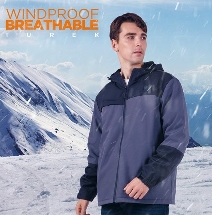 IUREK HEATED JACKET FOR MEN AND WOMEN DETACHABLE HOOD - SIZE: MEN M - GRAY - Like New
