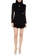 00500899 Forever 21 Women's Chiffon Keyhole Tie-Waist Mini Dress Black XS - Brand New