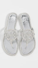 174566 TORY BURCH WOMEN MILLER KNOTTED PAVE SANDALS SIZE 7 SILVER - Like New