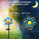 Solar Lights Outdoor Garden Decor - Metal Sun Crackle Glass Globe Stake - Like New