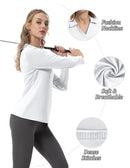 Women's Tennis Golf Shirt Long Sleeved Top Sport Activewear V-Neck Workout - Brand New