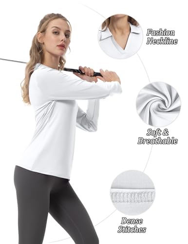 Women's Tennis Golf Shirt Long Sleeved Top Sport Activewear V-Neck Workout - Brand New