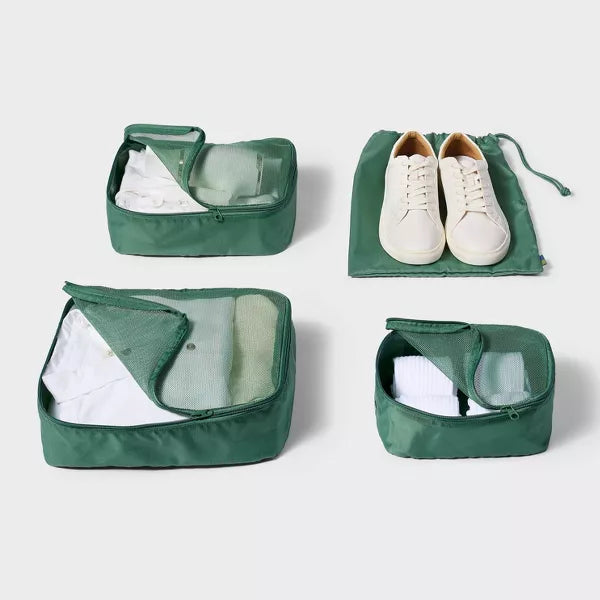 OPEN STORY 4 PC PACKING CUBE SET - GREEN - Brand New
