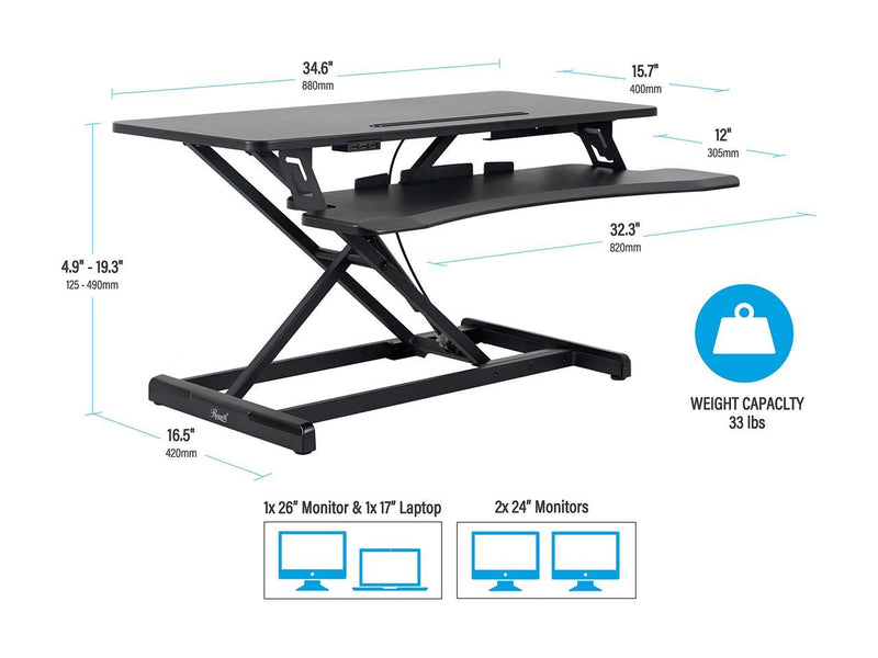 Rosewill 35 inch Standing Desk Converter, Hydraulic Lift Height Adjustable