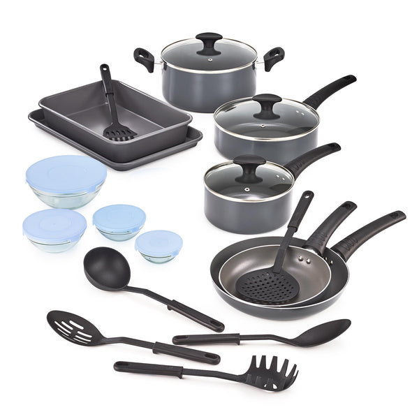 BELLA COOKWARE SET WITH GLASS LIDS WITH NONSTICK PFOA SCRATCH RESISTANT SURFACE - Like New