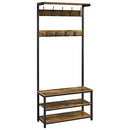 Yaheetech 3-in-1 Design Hall Tree Coat Rack Shoe Bench 23 Hooks - Rustic Brown - Brand New
