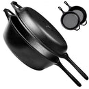 CUISINART PRE-SEASONED CAST IRON 2-IN-1 3 QUART DUTCH OVEN LID SET - BLACK Like New