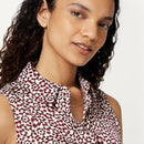 AEWM93015M26 Amazon Essentials Women Regular-Fit Blouse, Ivory Burgundy, L - Brand New